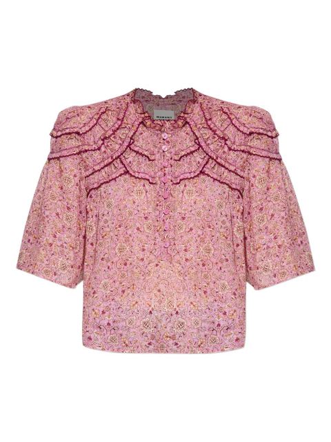 MARANT ÉTOILE Carmen ruffled paisley-print top - Pink - zdjęcie produktu nr 1