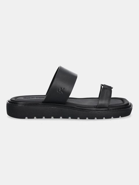 Calvin Klein Jeans klapki skórzane ROPE SANDAL SOFT LTH MG damskie kolor czarny YW0YW01864