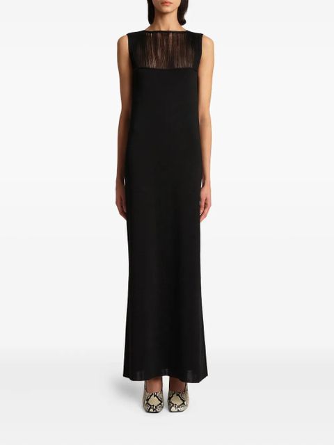 KHAITE sheer-panel maxi dress - Black