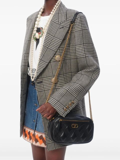 Valentino Garavani houndstooth-pattern virgin-wool blazer - Black