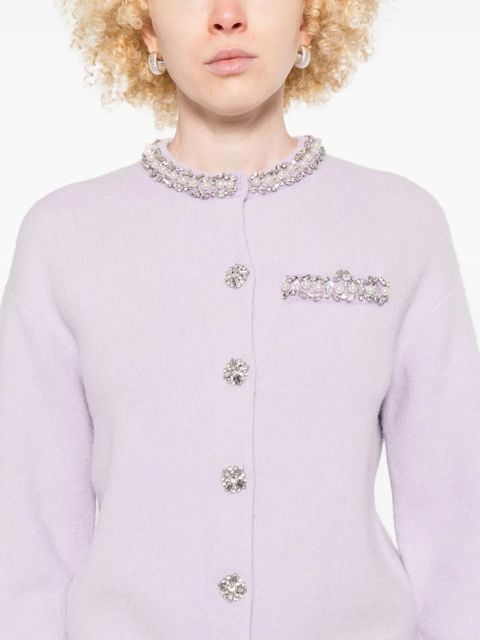 Self-Portrait crystal-embellished cardigan - Purple