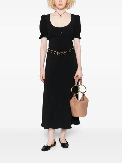 Chloé puff-sleeve button-front midi dress - Black