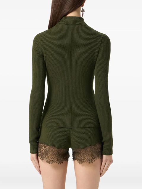 Blumarine ribbed turtleneck jumper - Green