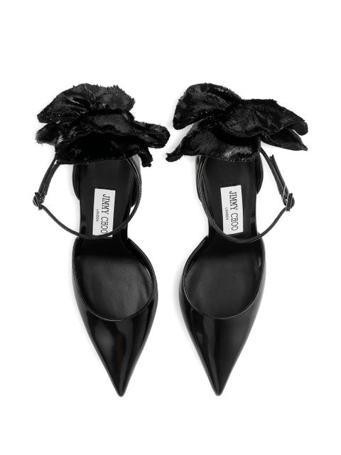 Jimmy Choo 100mm Marja bow ankle-strap pumps - Black