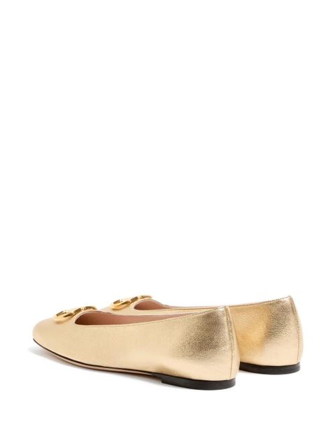 Valentino Garavani Vlogo signature ballerinas in laminated nappa leather - Gold