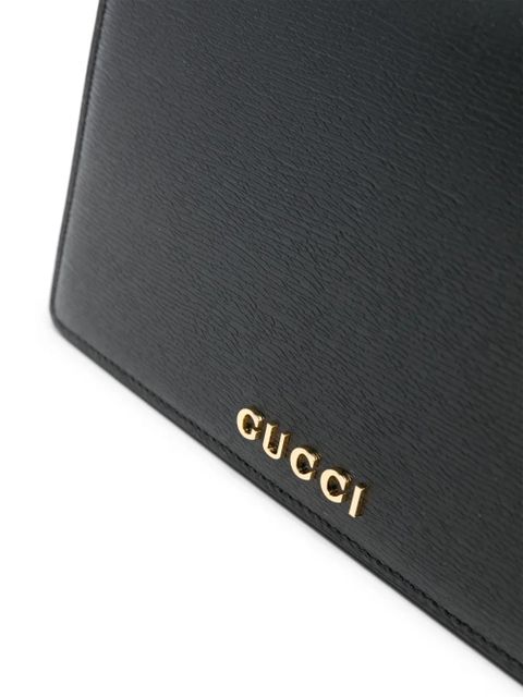 Gucci logo-lettering leather shoulder bag - Black