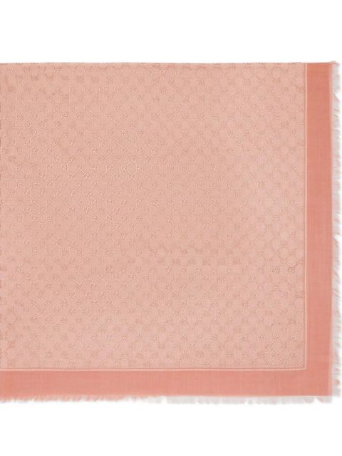 Gucci logo-print fringed scarf - Pink