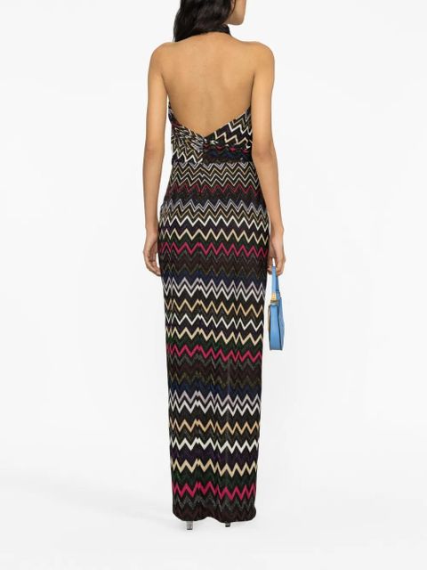 Missoni zigzag halterneck maxi dress - Black