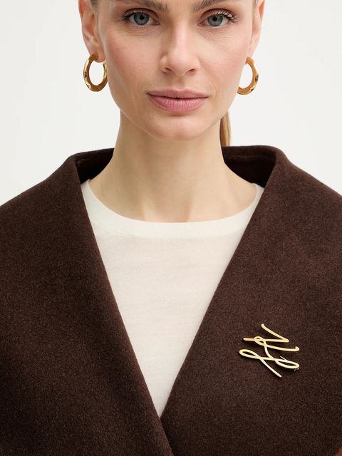 Karl Lagerfeld płaszcz dwustronny z dodatkiem wełny kolor brązowy B1W15038