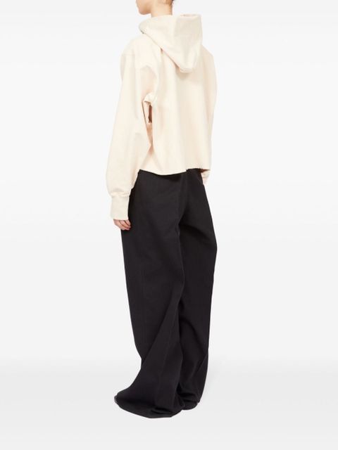 Maison Margiela logo-embroidered cotton hoodie - Neutrals