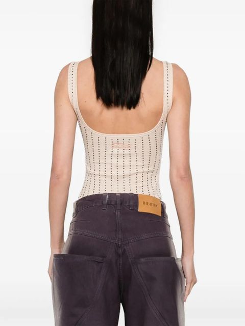 The Attico crystal-embellished bodysuit - Neutrals