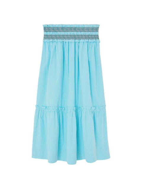 GANNI checked smocked midi skirt - Blue - zdjęcie produktu nr 1