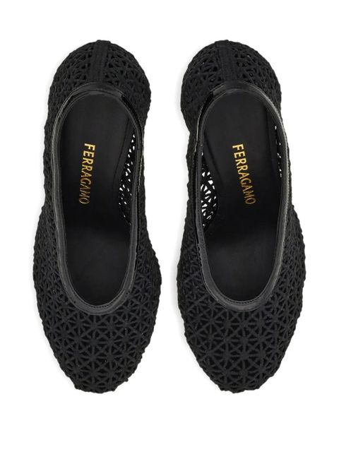 Ferragamo 90mm macramé pumps - Black