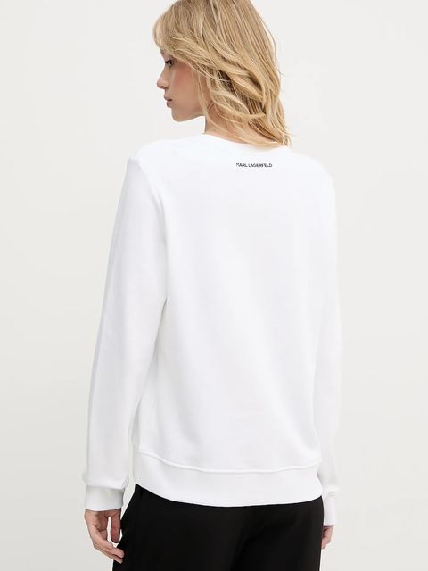 Karl Lagerfeld bluza bawełniana IKON damska kolor biały z nadrukiem A3W20056
