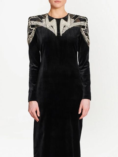 Balmain long sequin-detail open-back dress - Black