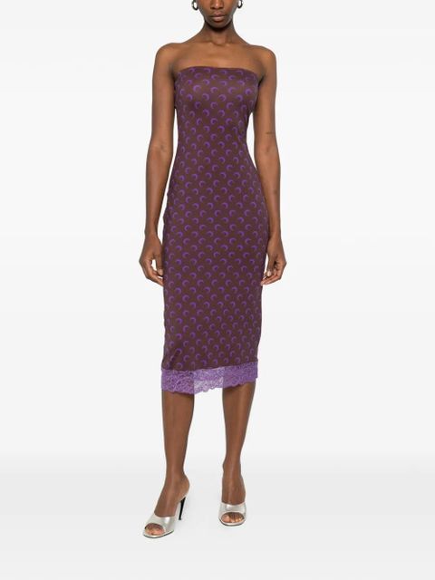 Marine Serre moon-print midi dress - Brown - zdjęcie produktu nr 2