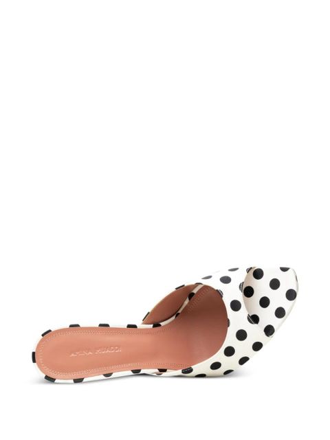 Amina Muaddi Alexa polka-dot satin mules - White