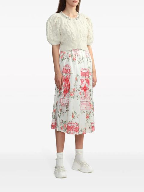 Simone Rocha floral-print pleated midi skirt - White - zdjęcie produktu nr 2