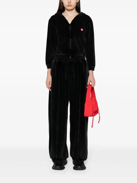 Alexander Wang logo-appliqué velour zip hoodie - Black - zdjęcie produktu nr 2