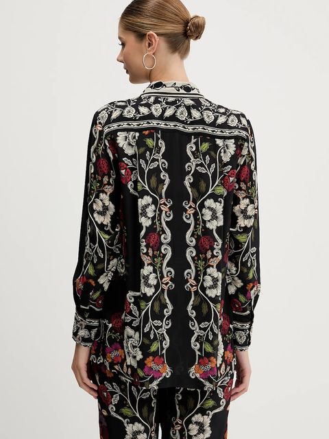 Farm Rio koszula damska kolor czarny relaxed z kołnierzykiem klasycznym 350099