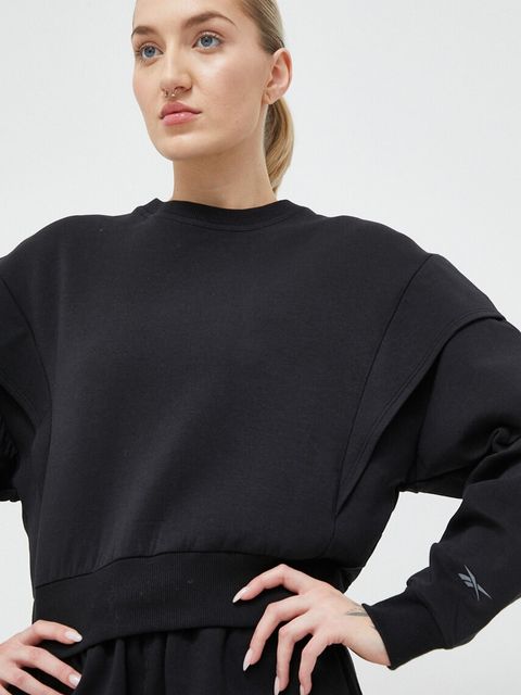 Reebok bluza damska kolor czarny gładka
