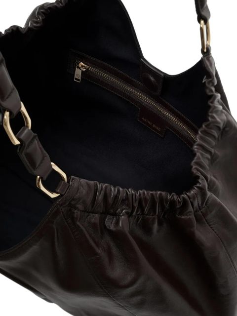 ANINE BING medium Kate embossed-logo drawstring tote bag - Red