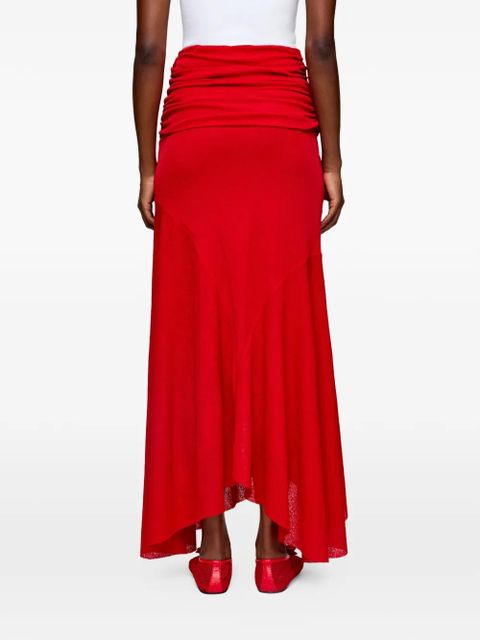 GANNI twist-detail maxi skirt - Red