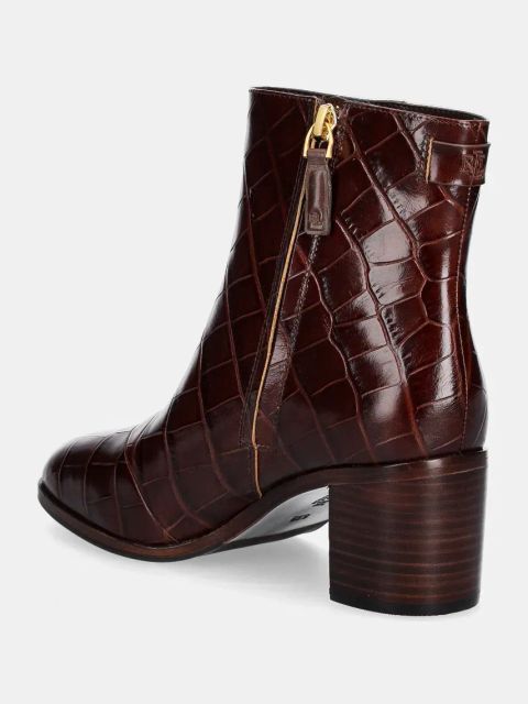 Lauren Ralph Lauren botki skórzane Cassie damskie kolor bordowy na słupku 802951301002