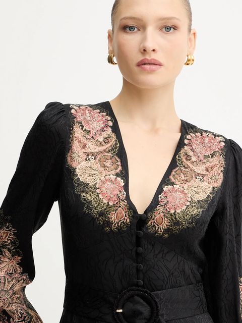 Twinset sukienka kolor czarny midi rozkloszowana 252TP2043