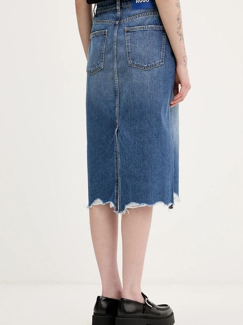 Hugo Blue spódnica jeansowa Gadele_B kolor niebieski midi prosta 50553062