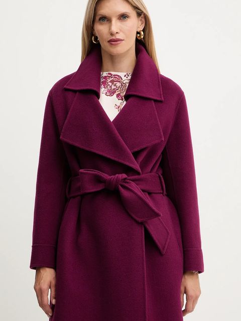 Simona Corsellini płaszcz wełniany kolor bordowy A25CPCPV0101 - zdjęcie produktu nr 2