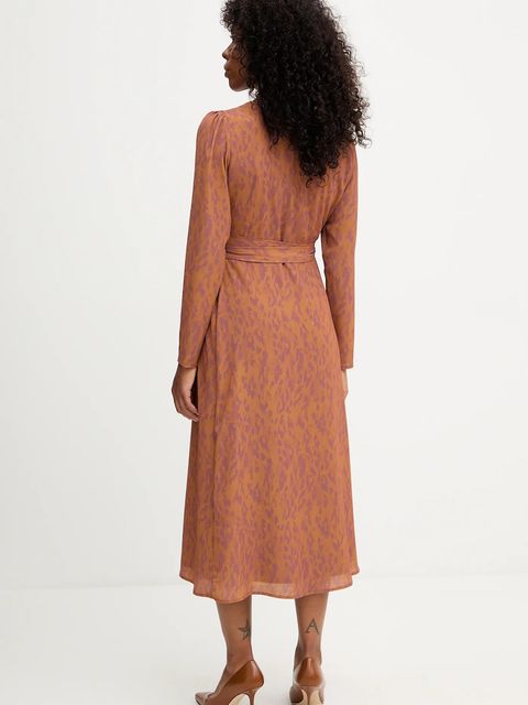 Silvian Heach sukienka HARGA kolor brązowy midi rozkloszowana GPA25415VE - zdjęcie produktu nr 2