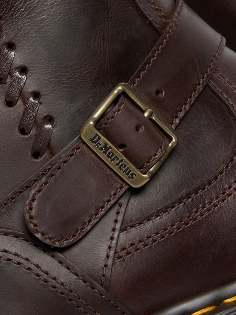 Dr. Martens kozaki Anistone damskie kolor brązowy na płaskim obcasie DM41871200