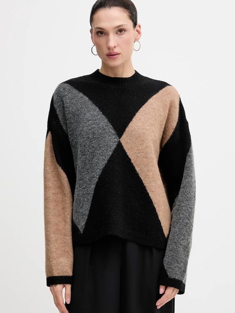 Barbour sweter z dodatkiem wełny SABRINA damski kolor czarny LKN1678 - zdjęcie produktu nr 1