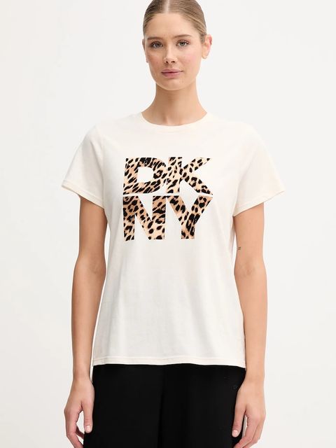 Dkny t-shirt bawełniany damski kolor beżowy DP5T1364 - zdjęcie produktu nr 1