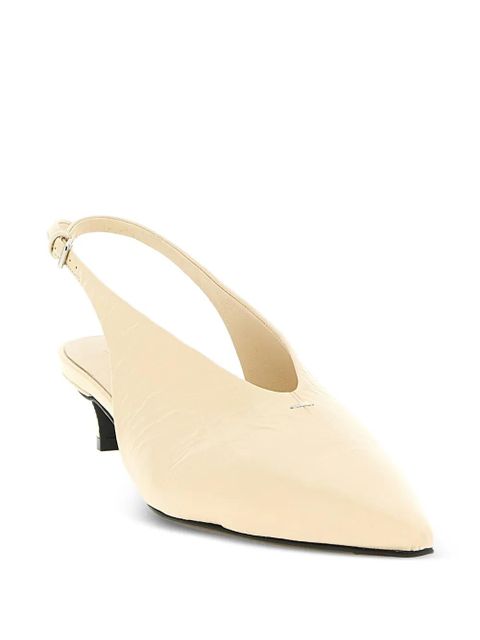 Jil Sander craquelé V-neck slingback pumps - Neutrals - zdjęcie produktu nr 2