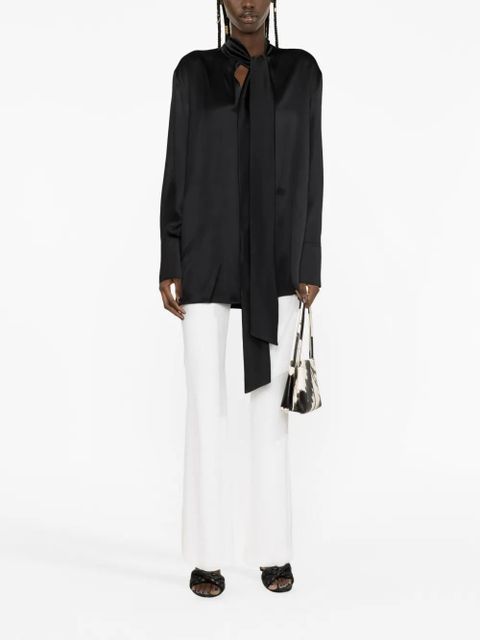 Jil Sander pussy bow silk-satin blouse - Black