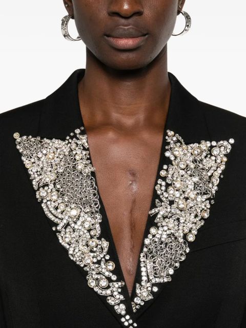 Alexander McQueen embellished-lapel blazer - Black