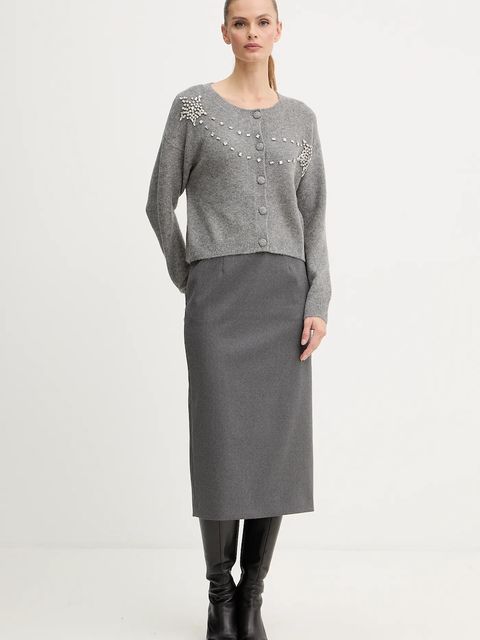 Fracomina kardigan z domieszką wełny damski kolor szary FS25WT8002K560R9 - zdjęcie produktu nr 2