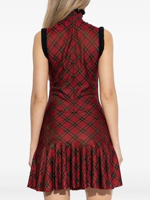 Alexander McQueen ruffled tartan mini dress - Red