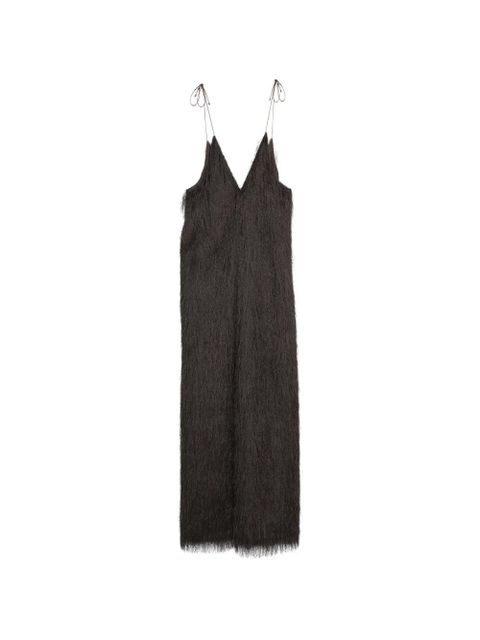 Alysi V-neck fringed maxi dress - Brown - zdjęcie produktu nr 1