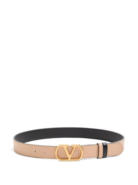Valentino Garavani VLogo Signature reversible shiny calfskin belt - 30mm / 1.2 in. - Black