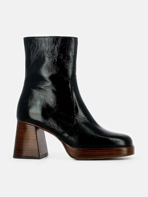 Jonak botki skórzane BRIGAND CUIR BRILLANT damskie kolor czarny na słupku 6001340