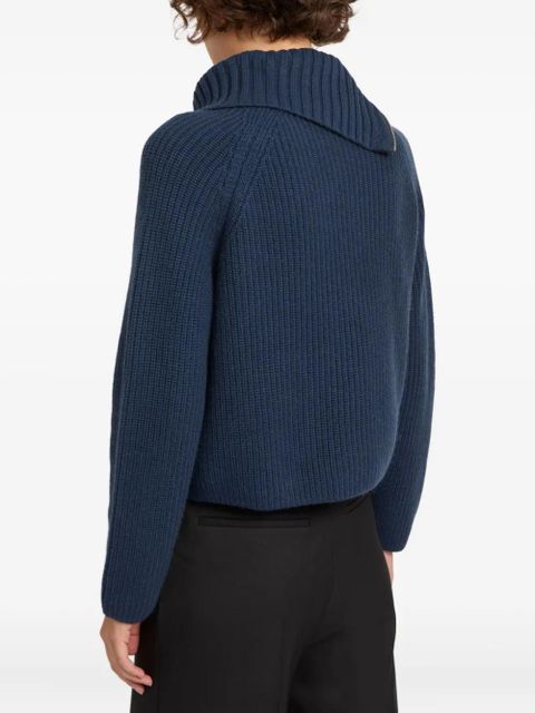 Yves Salomon zip knitted sweater - Blue