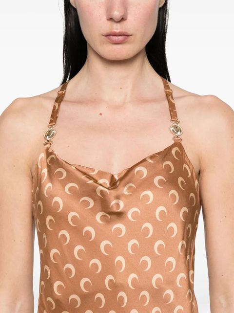 Marine Serre Moon Satin maxi dress - Brown