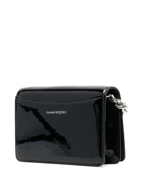 Alexander McQueen Four ring patent-leather tote bag - Black