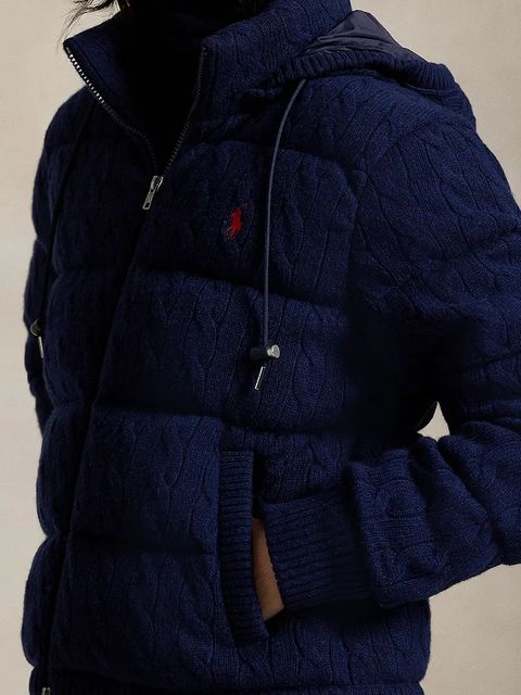 Polo Ralph Lauren kurtka wełniana kolor granatowy zimowa oversize 211A92614