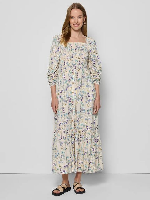 Bizuu sukienka PATRYA kolor beżowy midi rozkloszowana PATRYA KREMOWY