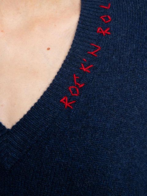 Zadig&Voltaire Miky embroidered V-neck sweater - Blue