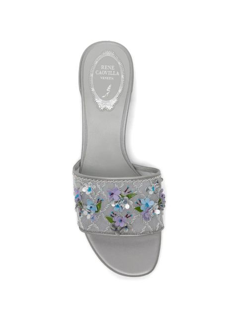 René Caovilla 40mm floral-appliqué sandals - Silver